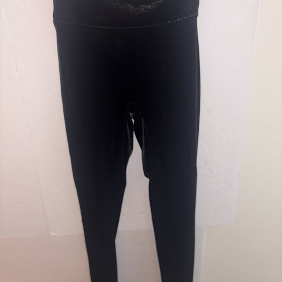 Spanx Velvet Leggings Black Gold Metallic Shine Shimmer High Rise Stretch 20188R - Picture 13 of 13